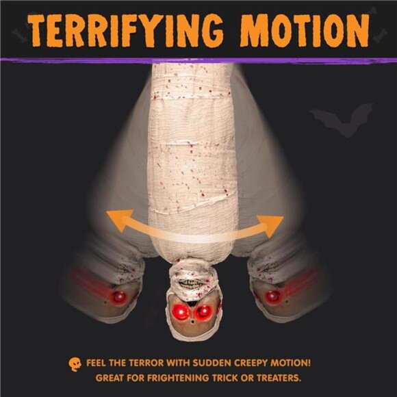 Halloween Animated Hanging Corpse - LED Light-Up Eyes - Picture 7 of 8